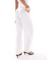 ASOS DESIGN high waist seam detail trousers with linen in white