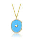 ფოტო #2 პროდუქტის Kids 14k Yellow Gold Plated with clear Cubic Zirconia and Colored Enamel Round Pendant Necklace