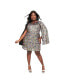 Plus Size Cape Sleeve Shift Dress rainbow sequin, 1X - фото #1