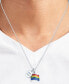 ფოტო #2 პროდუქტის Diamond Accented Disc & Pride Flag Pendant Necklace in Sterling Silver, 16" + 4" extender