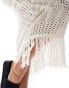 Фото #2 товара Miss Selfridge beach crochet fringe detail maxi skirt in cream