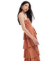 Фото #3 товара Pretty Lavish textured tiered midaxi dress in tan blush