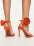 ASOS DESIGN Neva corsage barely there heeled sandals in orange