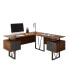 Фото #4 товара Reversible L-Shaped Computer Desk With Drawers And File Cabinet, Walnut