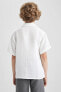 Erkek Çocuk Basic Kısa Kollu Pamuklu Muslin Gömlek