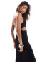 ASOS DESIGN plunge cut out maxi dress with chain trim back detail in black