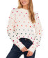 ფოტო #1 პროდუქტის Women's Mock Neck Rainbow Pom Pom Sweater