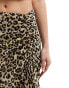 Фото #4 товара Mango leopord print midi skirt with aysmmetric hem in brown