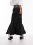 Topshop leather look fishtail maxi skirt in black