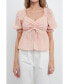 Фото #1 товара Women's Embroidered SweetHeart Top with Puff Sleeves