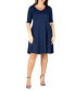 Women's Plus Size Fit and Flare Elbow Sleeves Dress