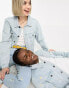 Фото #1 товара Karl Kani unisex co-ord OG denim trucker jacket in light blue with daisy embroidery