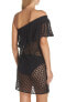 Фото #2 товара MILLY 156849 Women's One-Shoulder Ruffle Cover-Up Dress Black Sz. Small