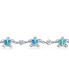 ფოტო #2 პროდუქტის Nautical Aquatic Tropical Beach Vacation Iridescent Synthetic Blue Created Opal Inlay Sea Tortoise CZ Accent Heart Multi Charm Turtles Bracelet For Women Sterling Silver