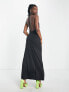 Фото #4 товара Weekday Deep low back halter neck maxi dress in light black