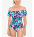 Фото #1 товара Swim Solutions 297819 Off-The-Shoulder Tummy-Control One-Piece Swimsuit, 12
