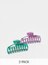 Фото #1 товара DesignB London iridescent 2 pack of hair claws in purple and green