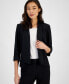 Open-Front Soft Blazer with Cuffed Sleeves