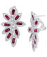 ფოტო #1 პროდუქტის EFFY® Ruby (2-3/4 ct. t.w.) & Diamond (1-1/20 ct. t.w.) Floral Statement Earrings in 14k White Gold