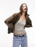 Фото #1 товара Topshop faux leather super wash 80s bomber jacket in brown