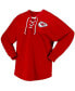 Фото #2 товара Women's Red Kansas City Chiefs Super Bowl LVIII Champions Lace-Up Long Sleeve Jersey T-shirt