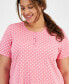 Plus Size Cotton Printed Henley Sleep Shirt, Created for Macy's