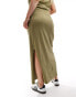 COLLUSION Plus textured maxi skirt co-ord in khaki