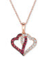 Фото #1 товара Le Vian passion Ruby (1/3 ct. t.w.) & Nude Diamond (1/3 ct. t.w.) Interlocking Hearts 18" Pendant Necklace in 14k Rose Gold