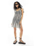 Фото #3 товара ASOS DESIGN stripe crochet mini beach dress in mono