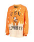 ფოტო #2 პროდუქტის Women's Orange Distressed Oklahoma State Cowboys Twice As Nice Faded Dip-Dye Pullover Long Sleeve Top