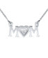 Heart Inspirational Message Block Letters Words MOM Heart Pendant Necklace For Women Mother .925 Sterling Silver