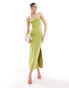 Фото #1 товара Bershka slinky bandeau maxi dress in pistachio