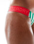 Superdry Striped cheeky bikini bottoms in green stripe