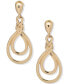 ფოტო #1 პროდუქტის Gold-Tone Twisted Teardrop Clip-On Linear Drop Earrings