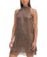 Women's Metallic Crinkle Halter Float Dress