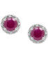 Фото #1 товара Серьги Macy's Ruby & Diamond Stud