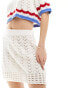 Фото #4 товара ASOS DESIGN knitted a line mini skirt in textured stitch in white