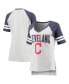 Фото #4 товара Women's Heathered Gray and Navy Cleveland Indians Team Goal Line Raglan V-Neck T-shirt