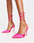 Фото #1 товара Truffle Collection pointed stiletto heeled shoes with tie leg in pink satin