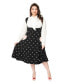 ფოტო #1 პროდუქტის Plus Size Black & Pink Heart Amma Suspender Swing Skirt