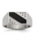 ფოტო #1 პროდუქტის Stainless Steel Polished Black Enameled CZ Signet Ring