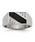 Stainless Steel Polished Black Enameled CZ Signet Ring