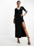 Фото #3 товара adidas Originals three stripe v neck maxi dress in black