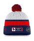 Фото #2 товара Men's White, Navy Washington Capitals Authentic Pro Draft Cuffed Knit Hat with Pom