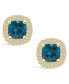 ფოტო #3 პროდუქტის London Topaz (2-1/2 ct. t.w.) and Diamond (3/8 ct. t.w.) Halo Stud Earrings in 14K Yellow Gold