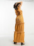 Фото #3 товара Reclaimed Vintage shirred ruffle maxi dress in spice orange