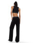 ASOS DESIGN co-ord wide leg trouser with elastic waist trim in black