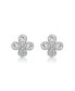 Фото #3 товара GV Sterling Silver White Gold Plated Clear Pear and Round Cubic Zirconia Clover Earrings