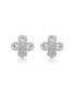 ფოტო #3 პროდუქტის GV Sterling Silver White Gold Plated Clear Pear and Round Cubic Zirconia Clover Earrings