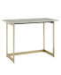 Фото #1 товара 42 inch Faux Marble Desk with White Top and Gold Base